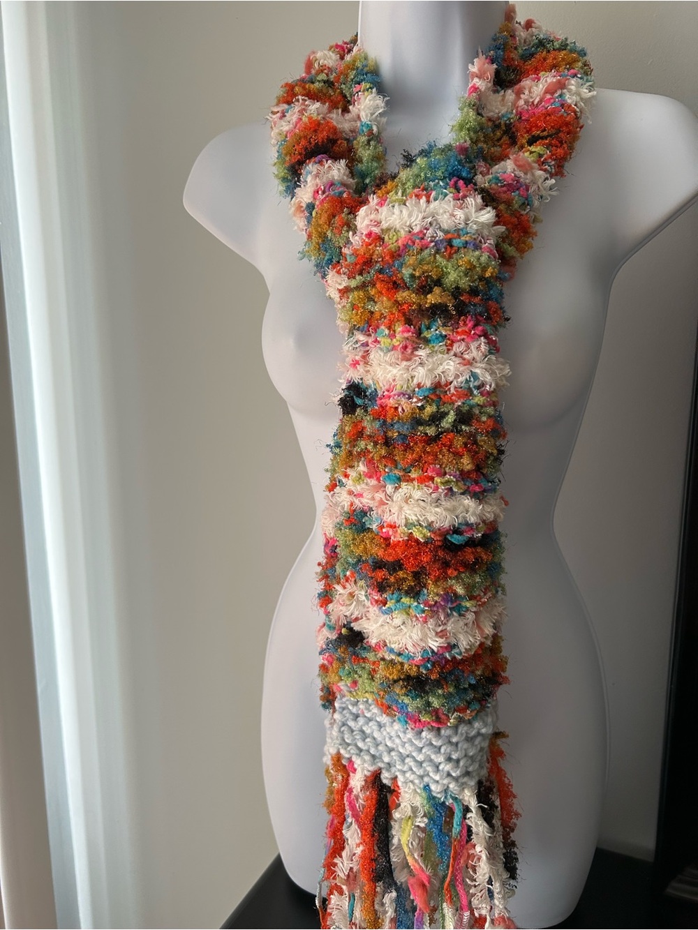 Handmade Multicolor Fuzzy Scarf - Brand: